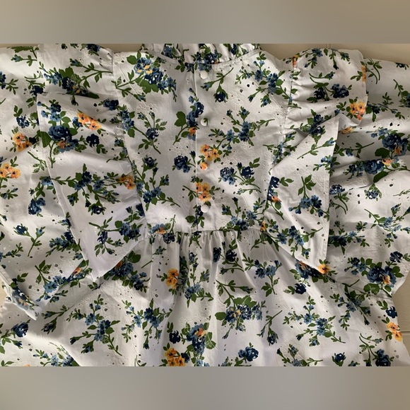Zara Floral Eyelet Ruffle Top XS - Picture 5 of 9